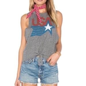 NWT Chaser USA graphic tie front top